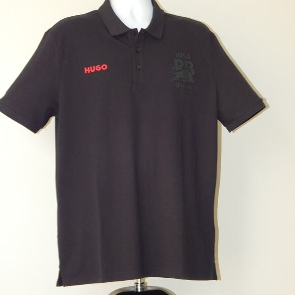 NWT HUGO BOSS x Running Bulls Formula One Team Pique Polo Shirt Black Men’s XL - Picture 5 of 7